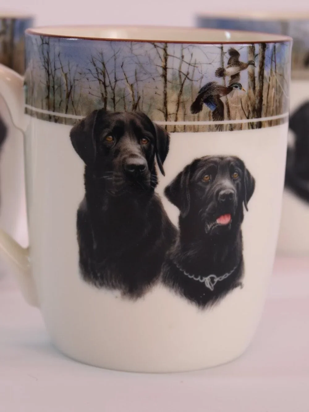 Faithful Friends-Black Lab Portrait Jim Killen Wild Wings Coffee/Tea Mugs x4